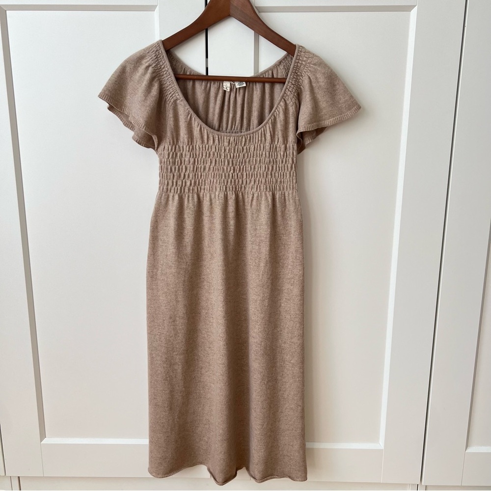 ANTHROPOLOGIE Moth Cashmere Smocked Short Sleeve Babydoll Sweater Dress XSmall - Picture 2 of 10